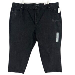 Old Navy Women Slouchy Straight High-Rise Distressed Black Jean Plus Size 28 NWT